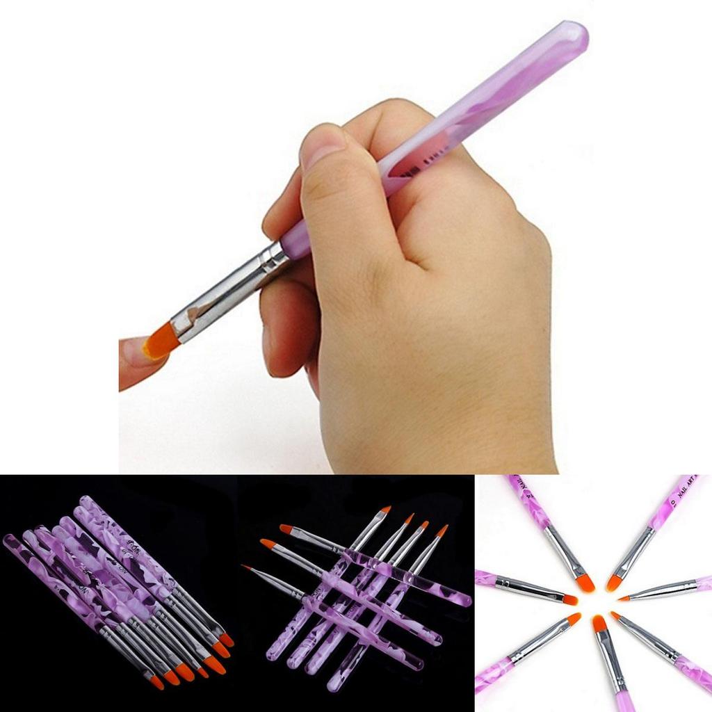 Premium 7pcs Uv Gel Nail Art Brush Set Ideal For Salon And Home Use