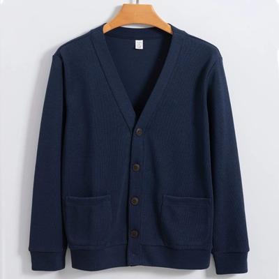Men's Cardigan V-neck Sweater Jacket Xinjiang Long-staple Cotton Loose Casual Non-iron