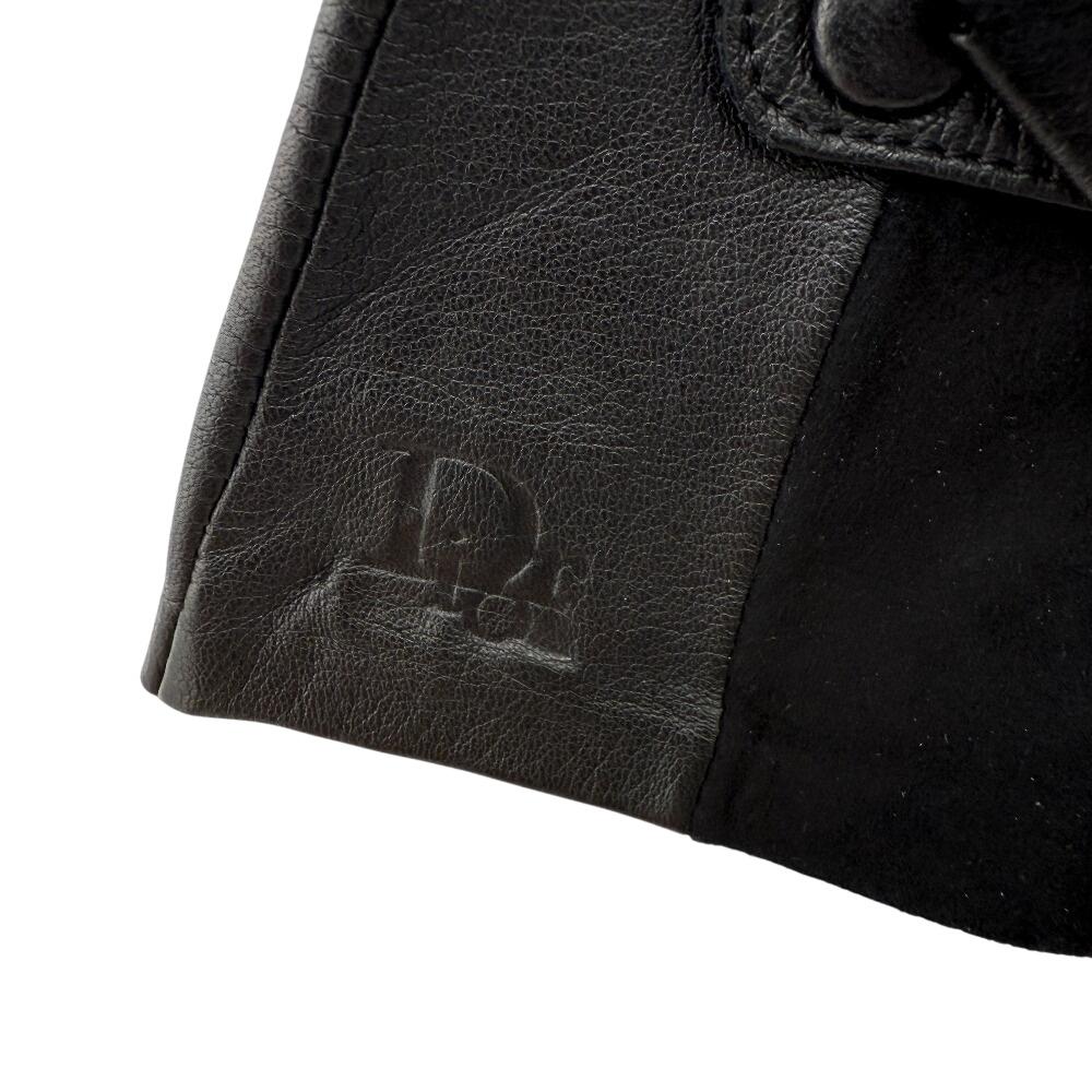 Dior suede Logo embossing leather gloves black leather Women Used