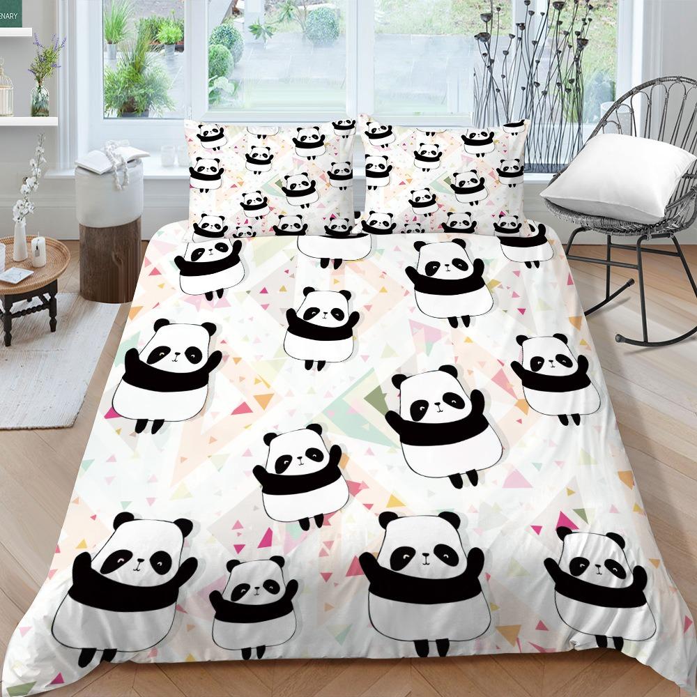 

Панда, Домашняя собака 3D Постельное белье Комплект одеяла Пододеяльник Наволочки Животное Дети, полуторный Двуспальный Королевский Спальный комплект Постельное белье Мультяшный EU single(135x200cm)