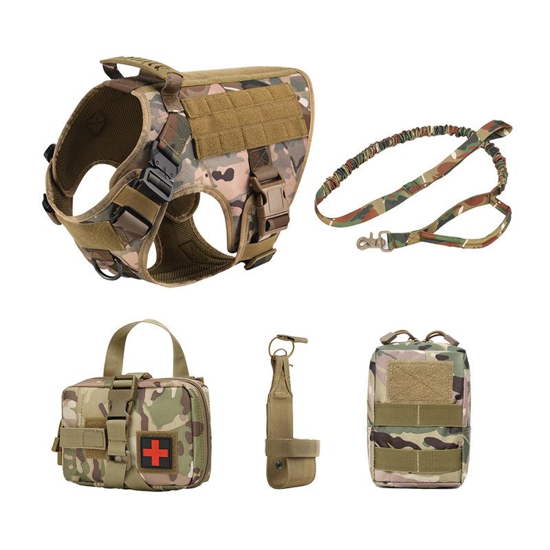 

Outdoor tactical five-piece training dog strap leash dog suit adjustable water cup cover fanny pack storage bag XL