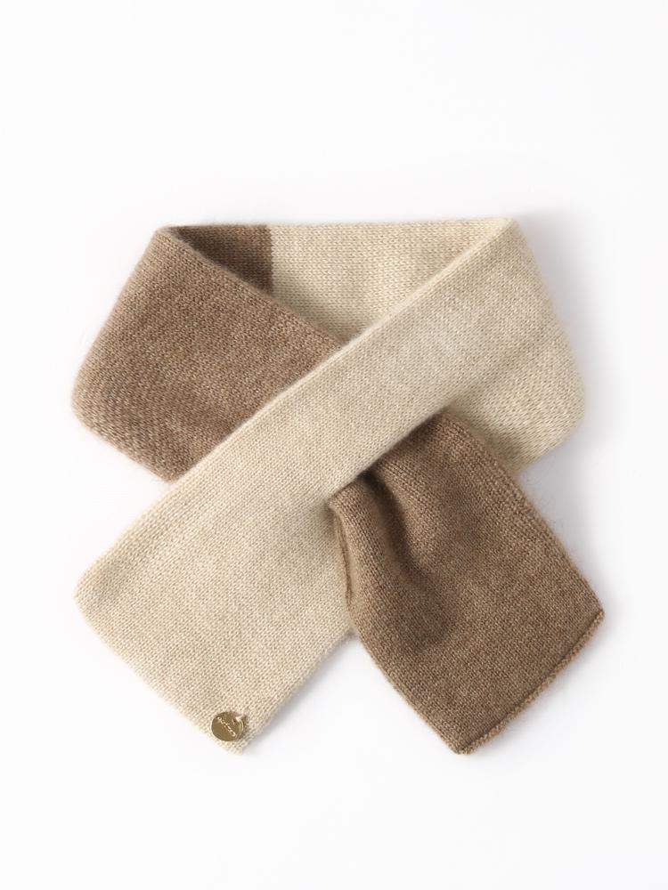 

Women Pure Cashmere 2-color Combination Knit Bowknot Small Scarf Neckerchief Neck Warmer Ring Collar Female Boutique Small Accs