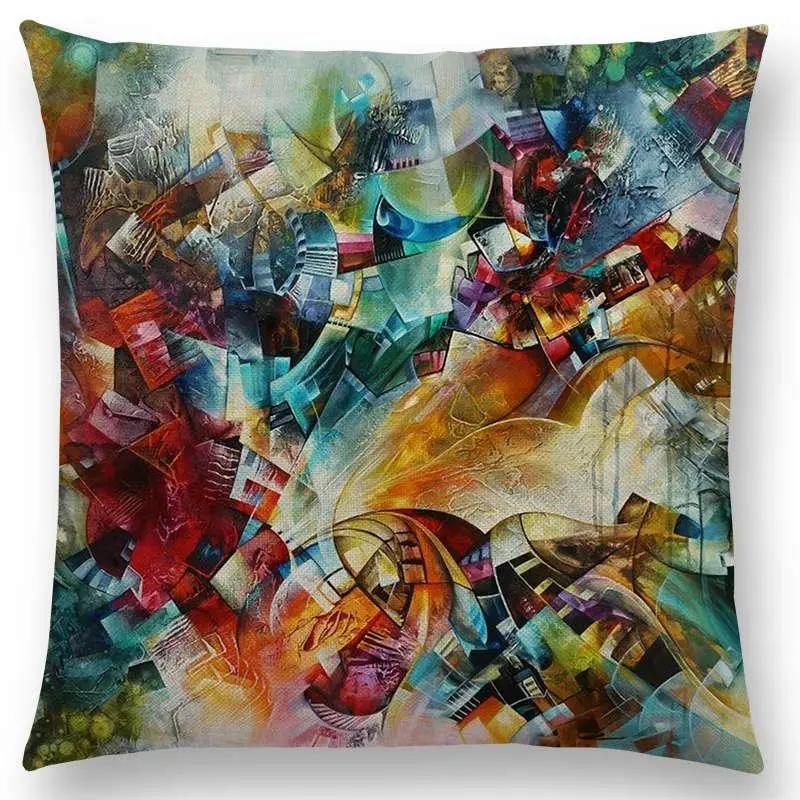 New Gorgeous Abstract Art Painting Mysterious Color Vortex Fantasy Geometry Retro Cushion Cover Car Sofa Throw Pillow Case