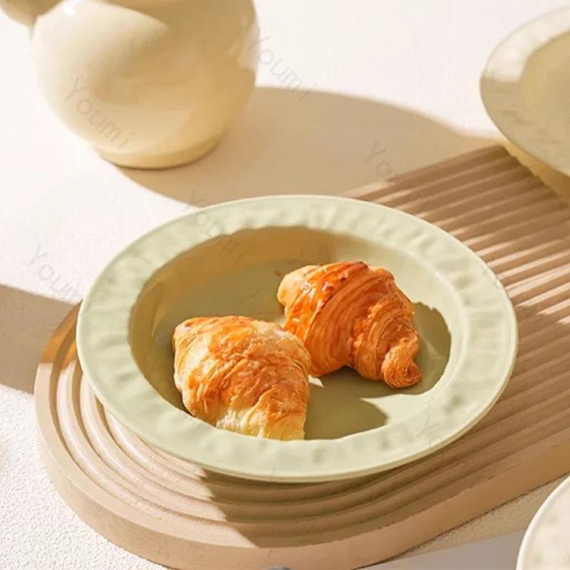 High End Circular Ceramic Plates Luxury Restaurant Salad Dessert Plate Delicious Dishes Pasta Dining Plate Exquisite Tableware