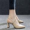 High Heel Pointed Sandals Women's New Thick Heel Medium Heel with Bag Head Fashion Women's Shoes Versatile
