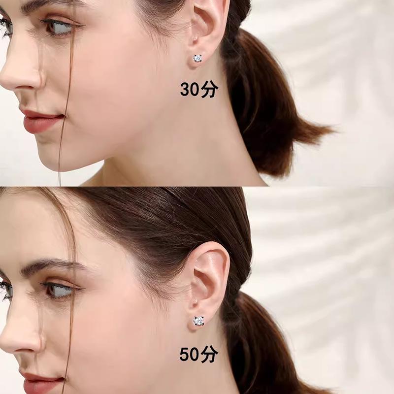 S925 Sterling Silver Platinum-Plated Classic Temperament Ox Head Moissanite Stud Earrings Women'S Fashion Versatile Exquisite Earrings Gift