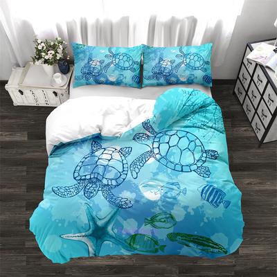 Blue Sea Turtle Duvet Cover, Ocean Bedding Set, Marine Life Bed Cover for Beach Home Decor, Perfect Gift for Twin/Queen/King Size Beds