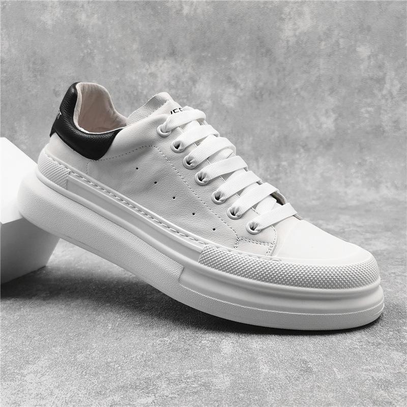 Fashion Men'S Genuine Leather Little White Shoes Men'S First-Layer Cowhide Single Shoes Korean Version Of Trendy Casual Shoes Versatile Board Shoes