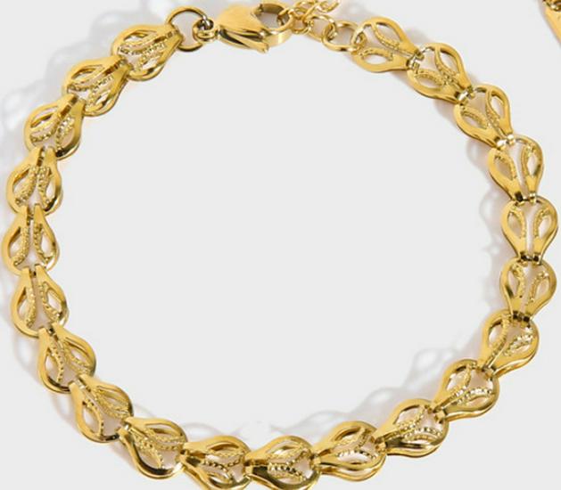 "Doppellagiges kubanisches und flaches Schlangenkettenarmband aus Titanstahl aus 18 Karat Gold für Damen"