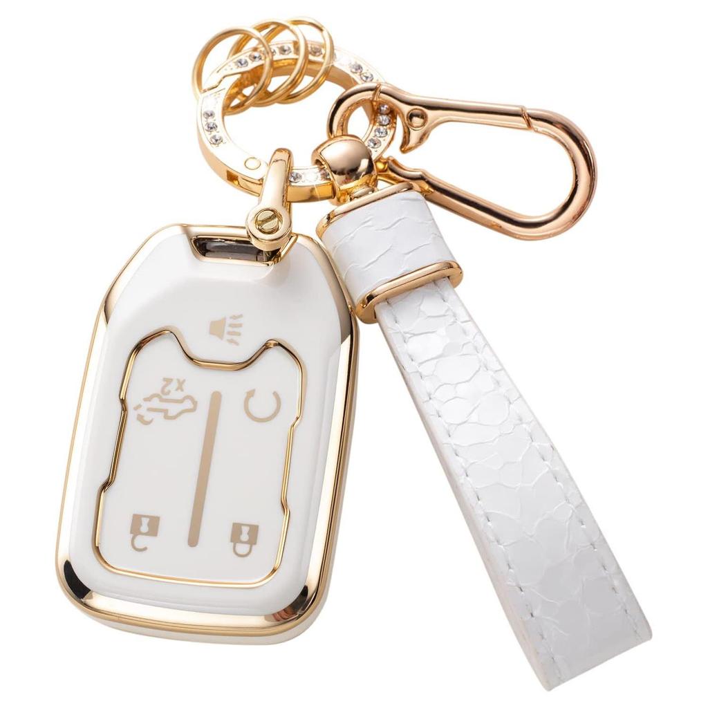 Gold-Edged Key Cover Pendant with Stone Pattern Keychain for Cars - Cross-Border Bestseller