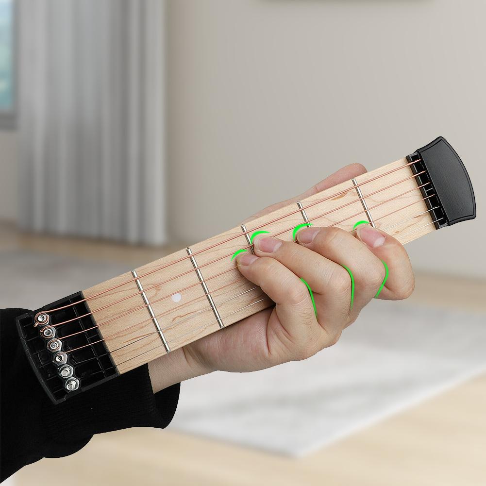 6 String 4/6 Fret Portable Pocket Guitar Neck Chord Trainer Portable Guitar Chord Practice Tool Wooden Guitar Practice Tool