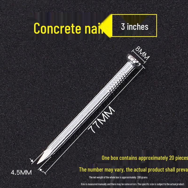 Concrete and Woodworking Nails: Round Steel and Iron Nails for Walls and Picture Frames.