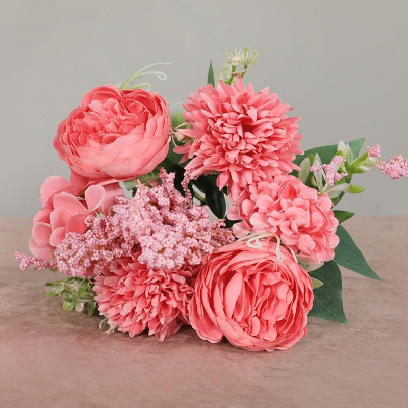 7-head Artificial Felice Rose Flower Simulation Fake Rose Silk Flowers Wedding Bridal Bouquet Home Decoration Photography Props