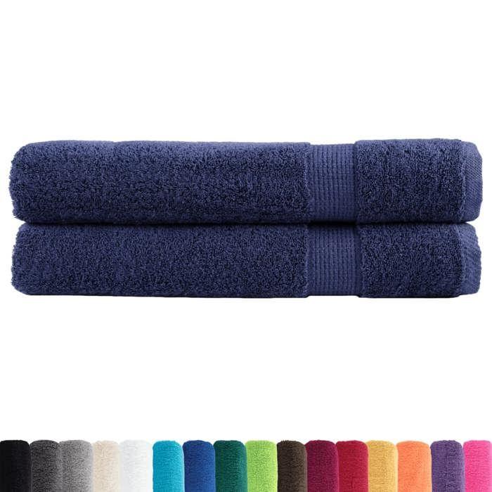 VidaXL Serviettes de Qualité Supérieure 2 pcs, Serviettes de Douche, Draps de Bain, Serviettes d'Invité de Toilette, Bleu 137269