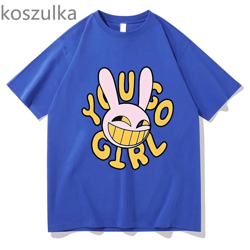 Anime The Amazing Digital Circus Jax Merch T-Shirt Bunnnyy you go Girl Unisex Kurzarm T-Shirt Lässiges T-Shirt Sommermode