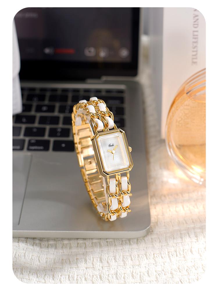 Gedi Elegant Small Square Women's Quartz Watch with Niche Bracelet Style