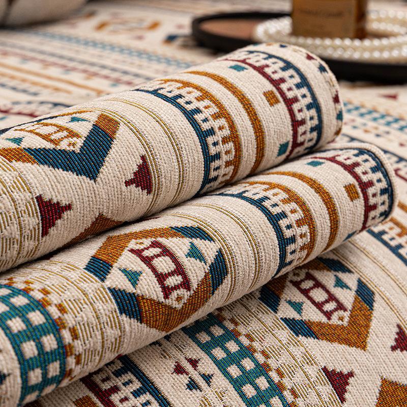 Ethnic Style Sofa Blanket Sofa Cushion Anti Slip Couch Cover Dark Color Series Easy To Clean Suitable For Various Scenarios 1Pcs