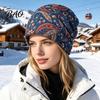 Comfortable Skin Friendly Fabric Cap Women's Geometry Print Slouchy Hat, Casual Soft Stretch Skull Stylish Decorative Head Accessory Cap, Warm Cancer