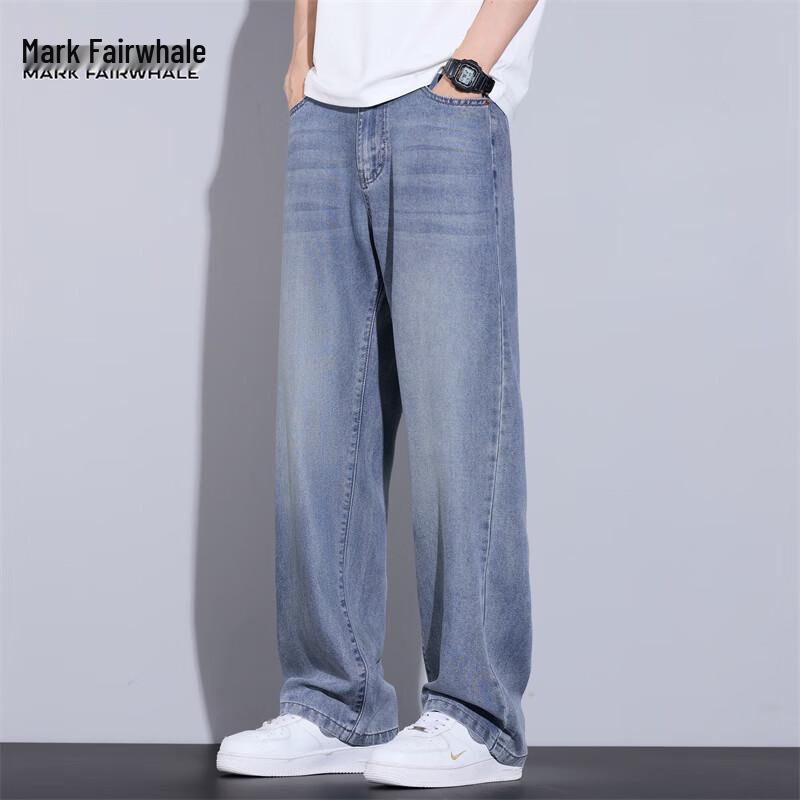 MARK FAIRWHALE Men's Summer Tencel Loose Wide-Leg Jeans