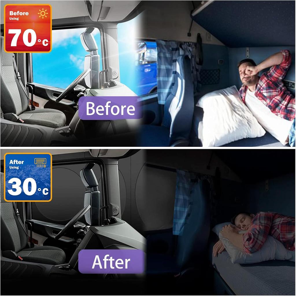 Semi-Truck Sun Shade For Windshield And Side Window | 300T Sunshade Maximum Coverage | Block Sun Heat Rays | Keep Warm In Winter For Semi, Commercial