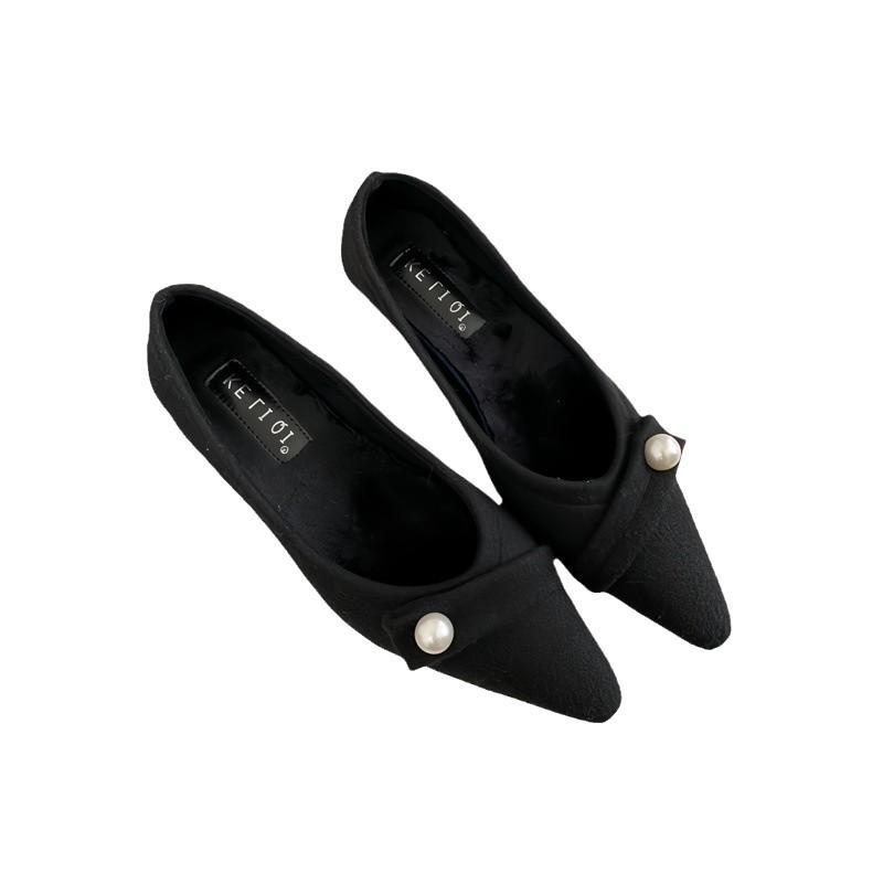 2025 Autumn and Winter New Pointed Thick Heel Fluffy Shoes Women Wear Flat-bottomed Versatile Fairy Wind Warm Shoes