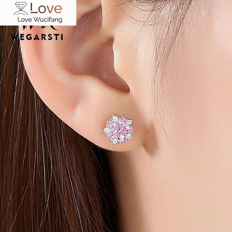 Sølv 925 Smykker Øredobber Kvinne Rosa Kirsebær Øredobb 925 Sterlingsølv Øredobber Bryllupsøredobb