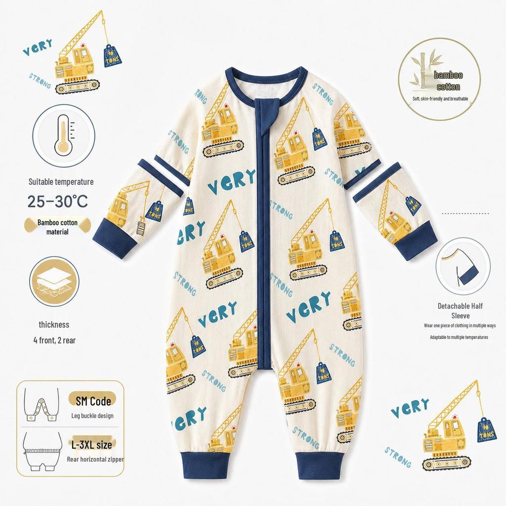 Bamboo Cotton Baby Sleeper: Split-Leg, Lightweight, Anti-Kick, All-Season Pajamas