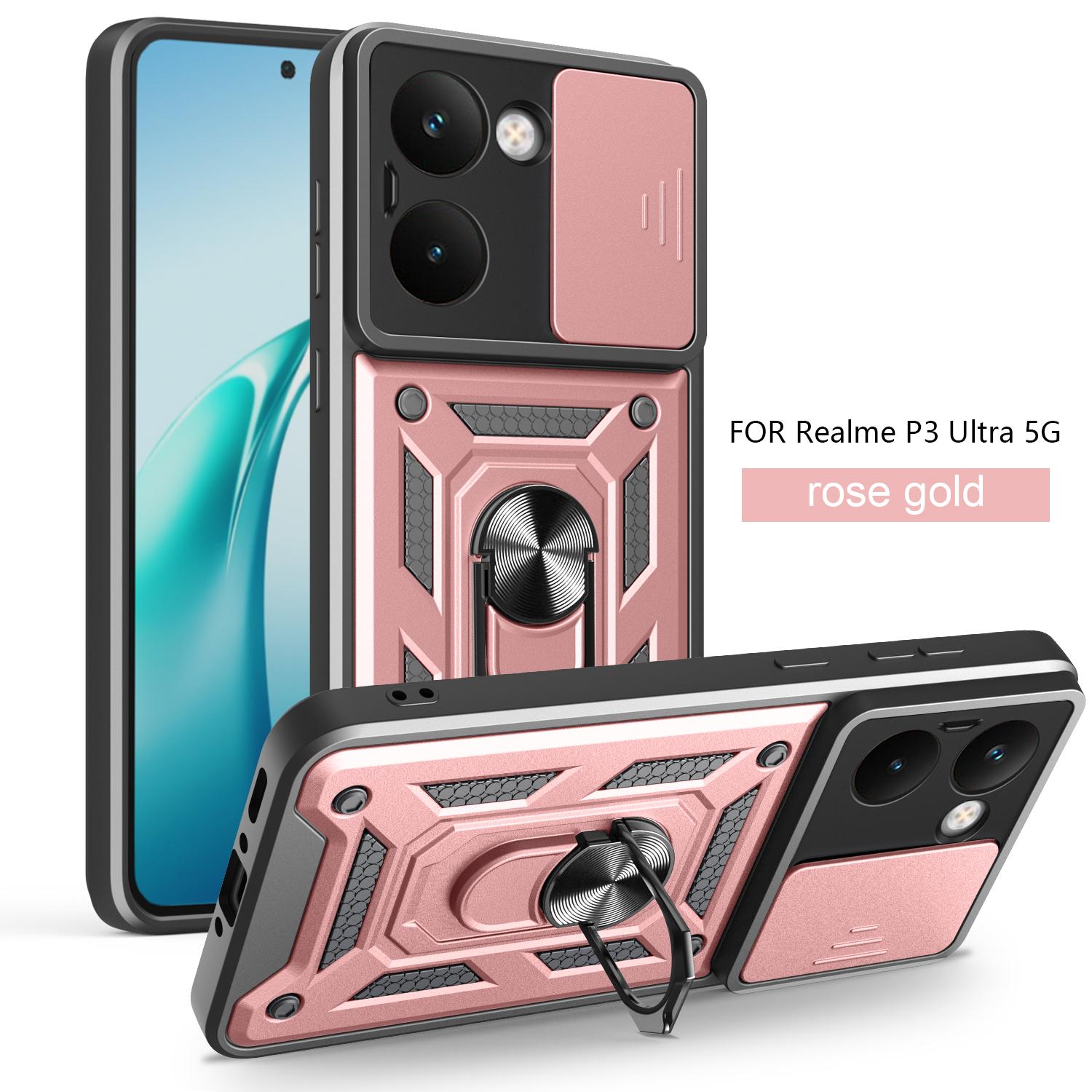 

Чехол для Realme P3 Ultra Чехол-подставка с магнитным кольцом Бронированный чехол для телефона Защита камеры сдвижной задней крышкой realme P3 Ultra