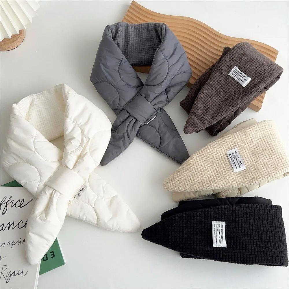 Korean Style Down Neck Scarf Keep Warm Thermal Shawl Stylish Cross Feather Scarf Gift