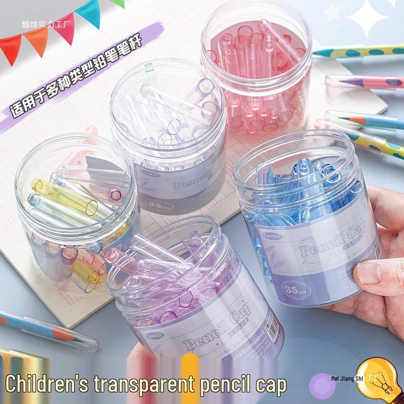 Transparent Pencil Cap for Kids - Grip Aid & Protective Cover
