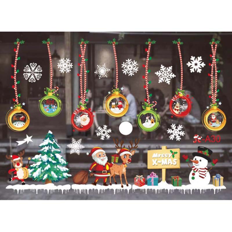 For Christmas Window Stickers Merry Christmas Decorations For Home Wall Sticker Ornament Room Wall Decal New Year Sticker DIY