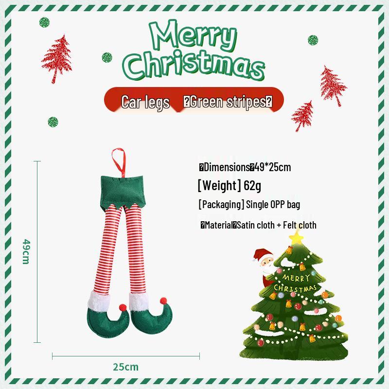 

Festive Elf and Santa Claus Car Leg Pendants - Holiday Decorations