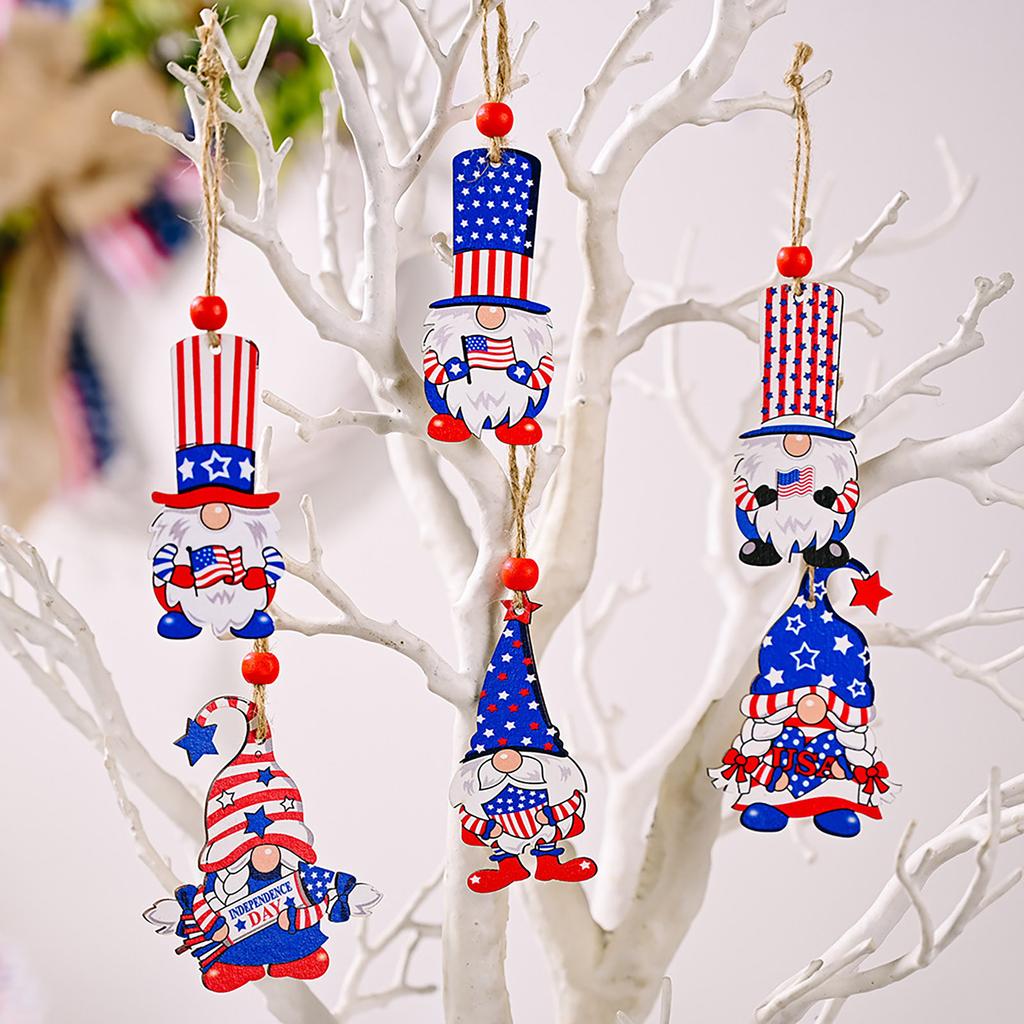 Independence Day Wooden Box Pendant Desktop Decoration Tree Hanging