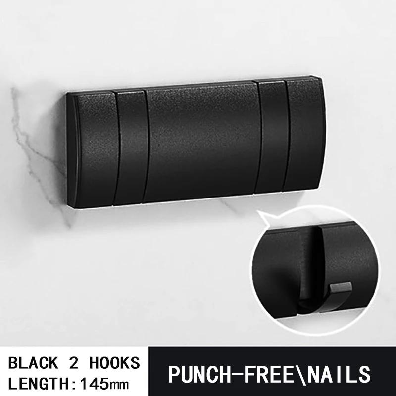 

Black Golden Robe Hooks Folding Towel Hanger Nail Free Installation Wall Hooks Coat Clothes Holder Rack Coats 1-6 Hook Bathroom