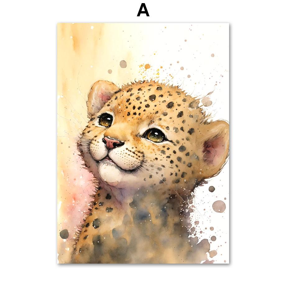 

Плакаты с улыбающимся слоном, зеброй, обезьяной, тигром, жирафом, детская живопись на холсте, настенная живопись с принтом, живопись для декора детской комнаты 21*30cm No Frame