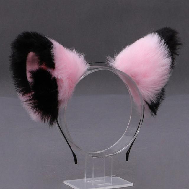 Pluizige Dier Kat Vos Oor Haarbanden Feest Cosplay Bont Haarband Meisjes Mode Halloween Anime Hoofdbanden Hoofddeksels Haaraccessoires black