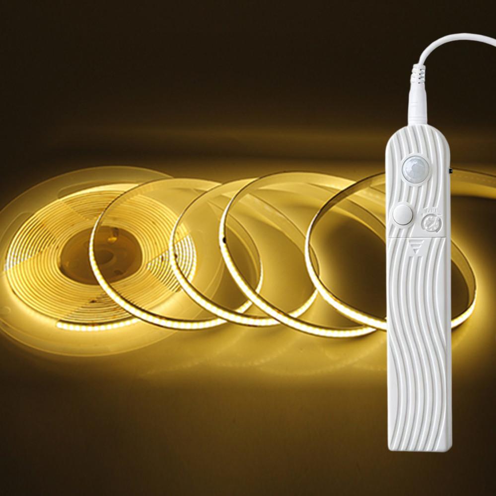 Smart COB LED Strip Light With Motion Sensor Adjustable Night Light For Bedroom Bed Headboard DIY Decor Lighting