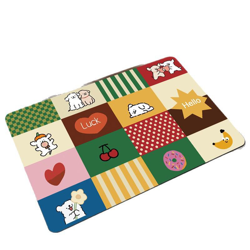 Non-Slip Water-Absorbing Cute Puppy Floor Mat for Bathroom Entrance