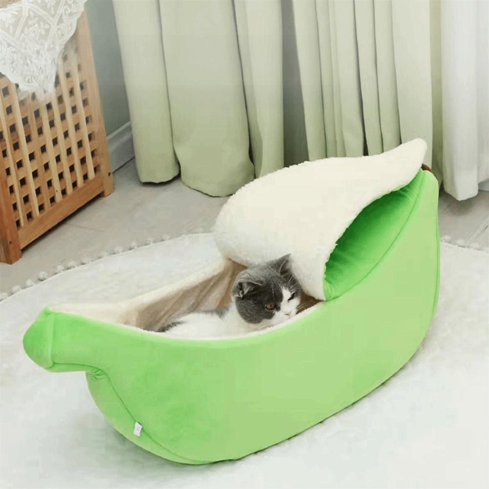 Cute Pet Sleeping Basket Durable Cozy Cat Mat Soft Banana Shape Cat Bed  Cat Supplies
