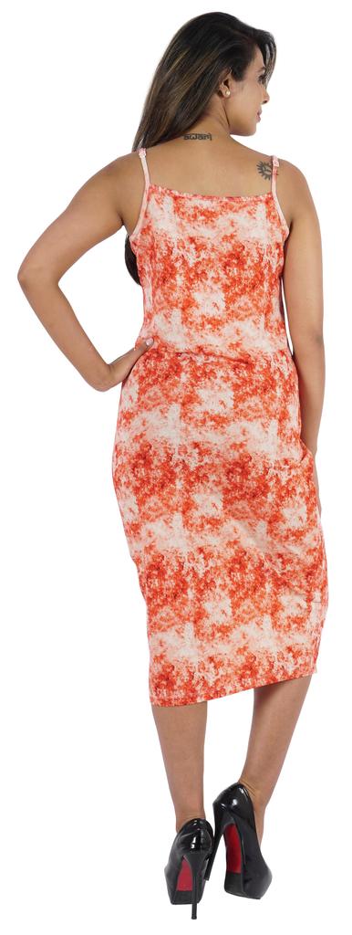 Inkmeso Womens Sexy Spaghetti Strap Dress Printed Bodycon Club Party Midi