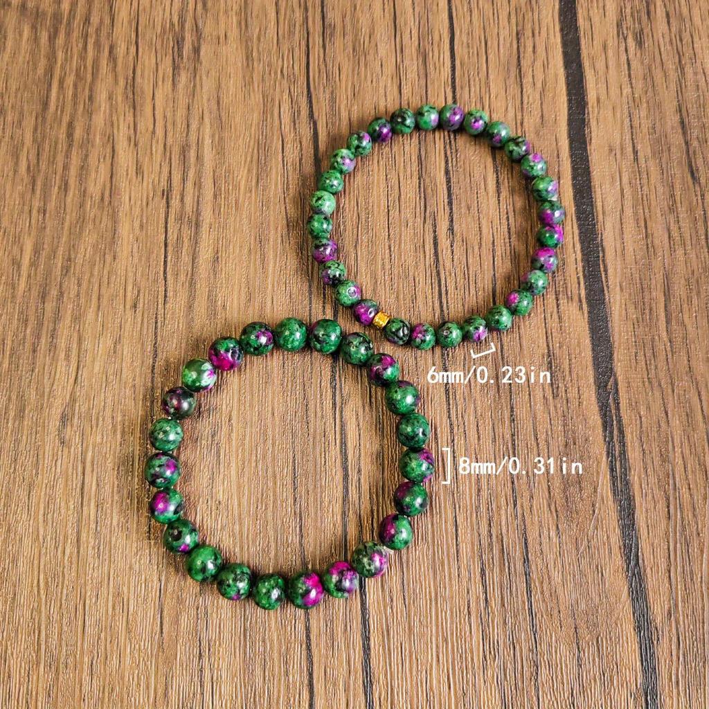 2pcs 6mm+8mm Natural Stone Bracelet, an Ideal Friendship Bracelet Gift for Friends and Classmates, Suitable As a Unisex Jewelry Accessory