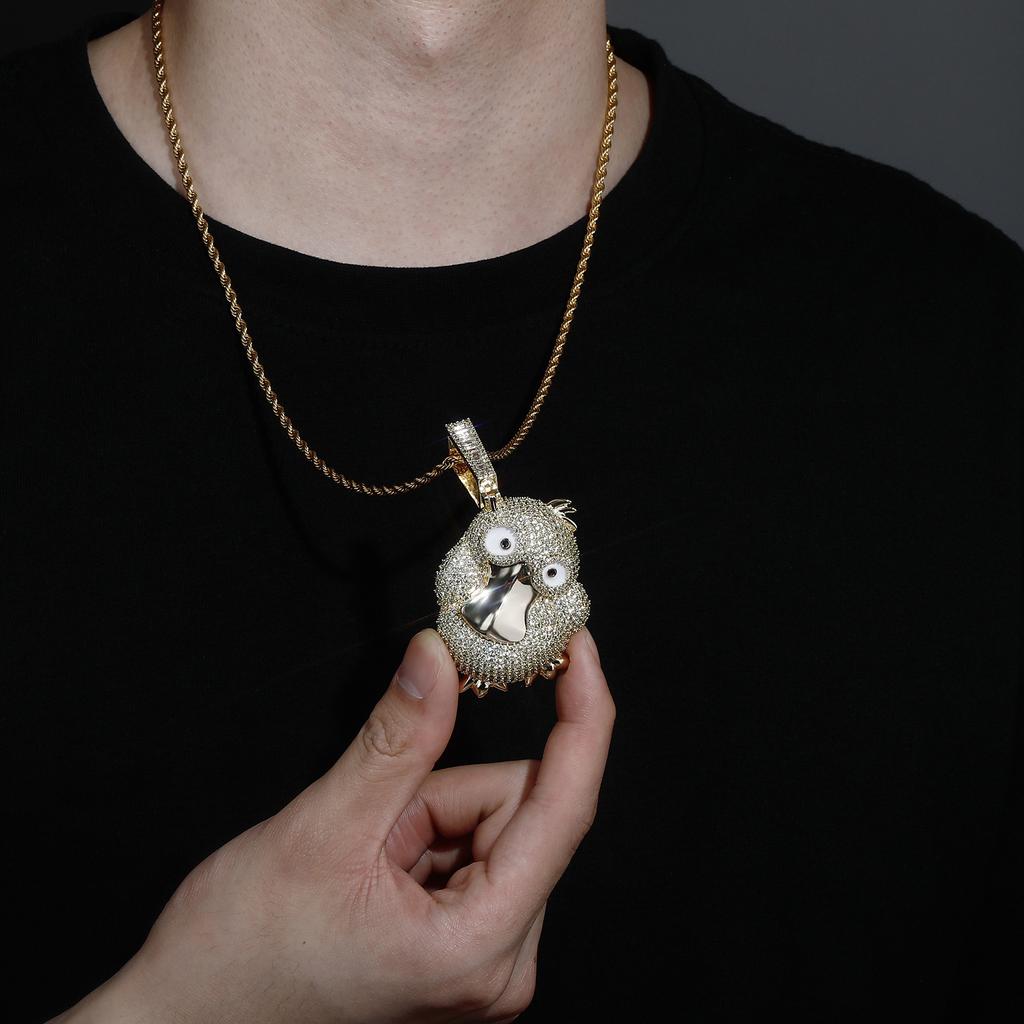 High Quality Animal Accessible Duck Jewelry Pendant with Micro Inlaid Zircon Niche Design Simple Hip-hop Necklace