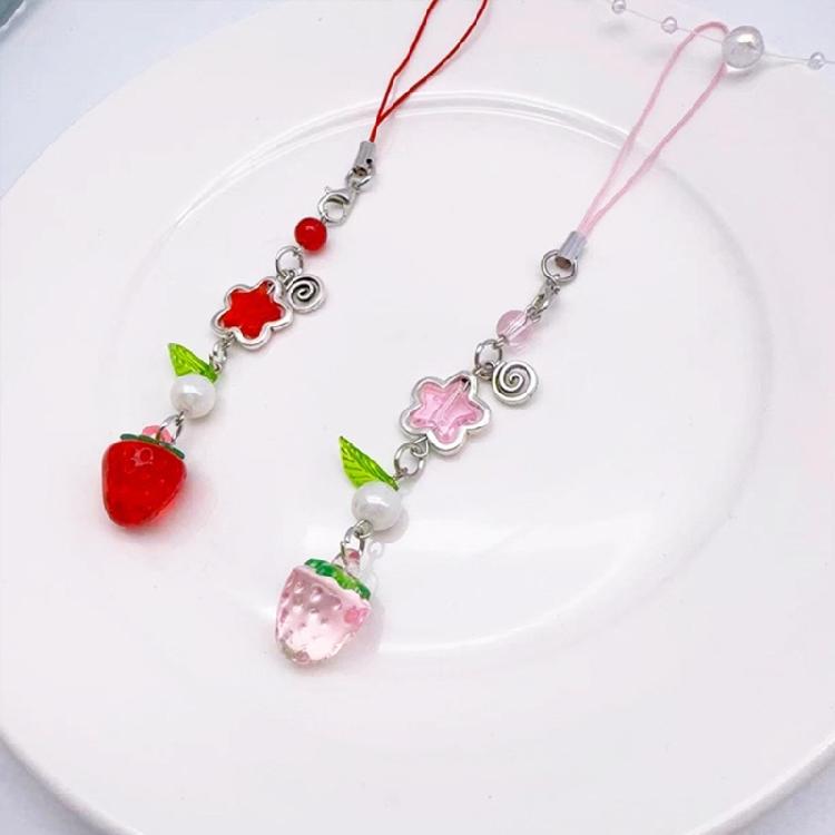 Unique Bag Charm Cute Strawberry Phone Pendant Stylish Keyring Pendant for Key