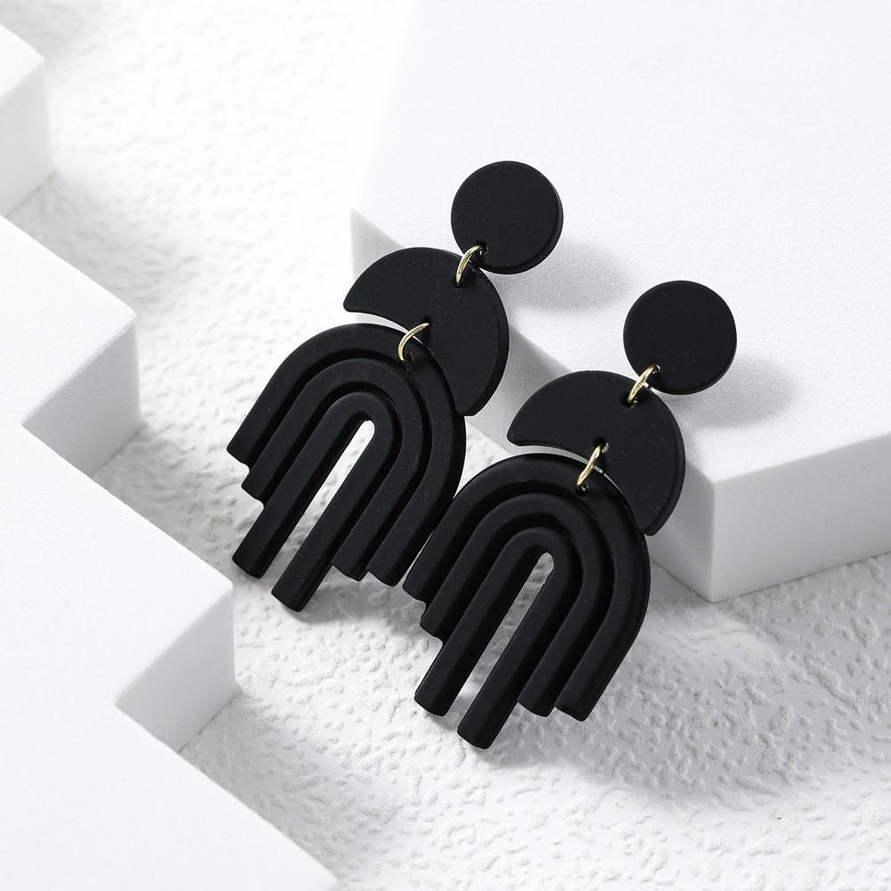 Acrylic Geometric Stylish Dangle Earrings For Women Asymmetric Winter Fashion