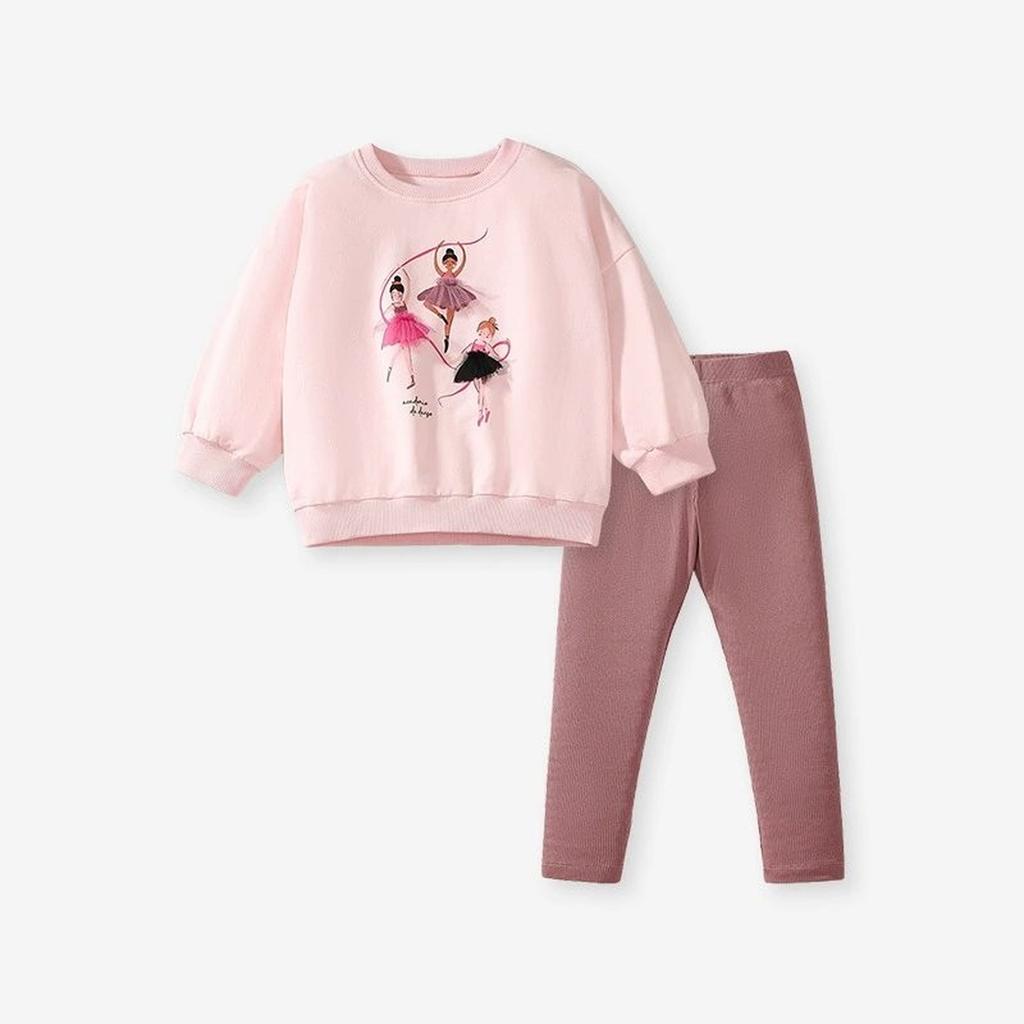 Cute Long Sleeve Cartoon Kids Set - Casual T-Shirt Outfit