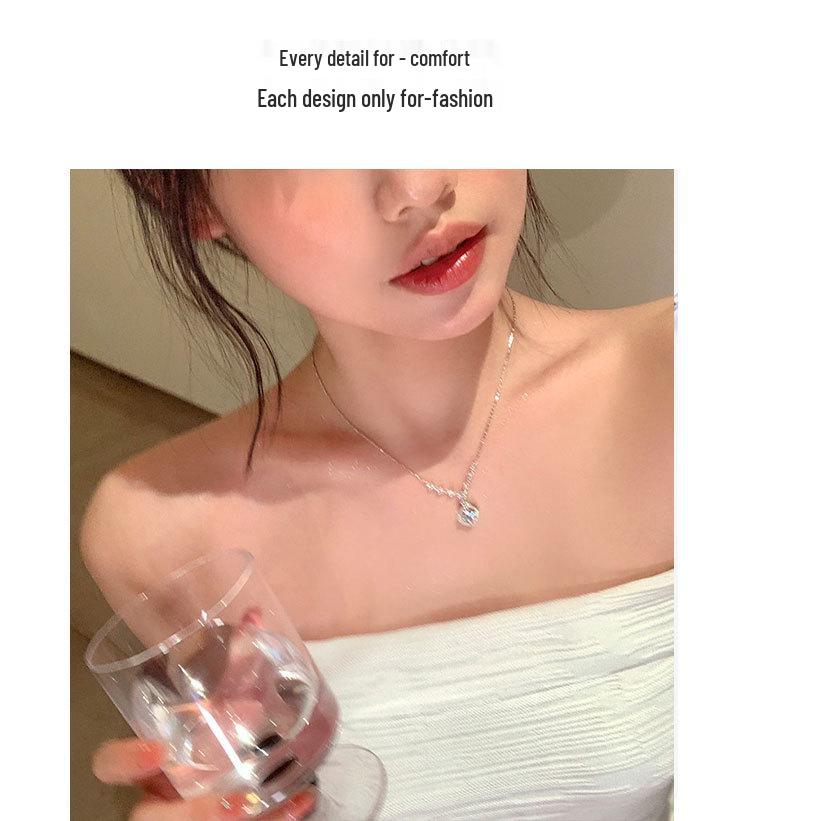 S925 Sterling Silver Moissanite Zirconia Sugar Cube Necklace: Elegant High-End Sweater Chain Gift for Women