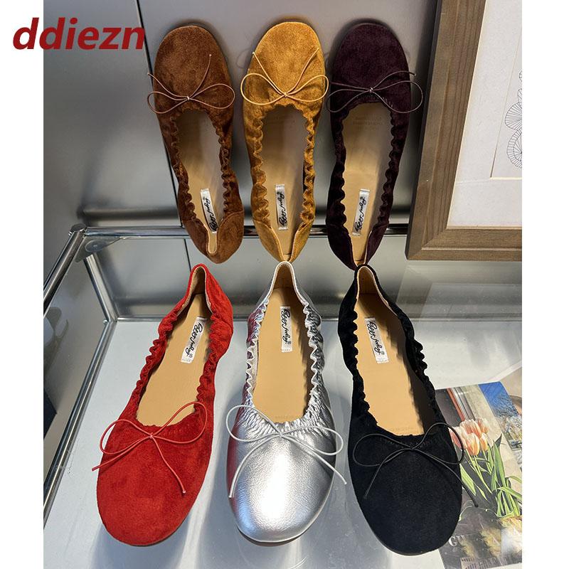 Fashion Fashion Round Toe Footwear Shallow Women Ballet Flats Shoes Female Butterfly-Knot Ladies Flats Slip On Shoes 2025 New
