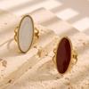 Exquisite Oval Mother-of-Pearl Stainless Steel Ring: Elegant, Versatile Hand Jewelry for Women
