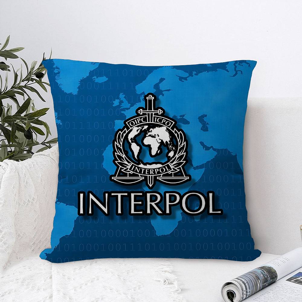 IInterpols LOGO Office Cushion Pillowcase Car Cushion CoverXCM Lumbar Pillowcase Sofa Pillowcover