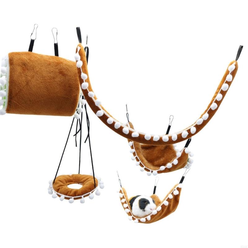 5 Piece Hamster Climbing Tube Swing Set Soft Fabric Cage Accessories Set HX6C